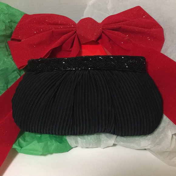 Accordion Satin Formal Clutch with Shiny Beads EUC - Picture 4 of 8